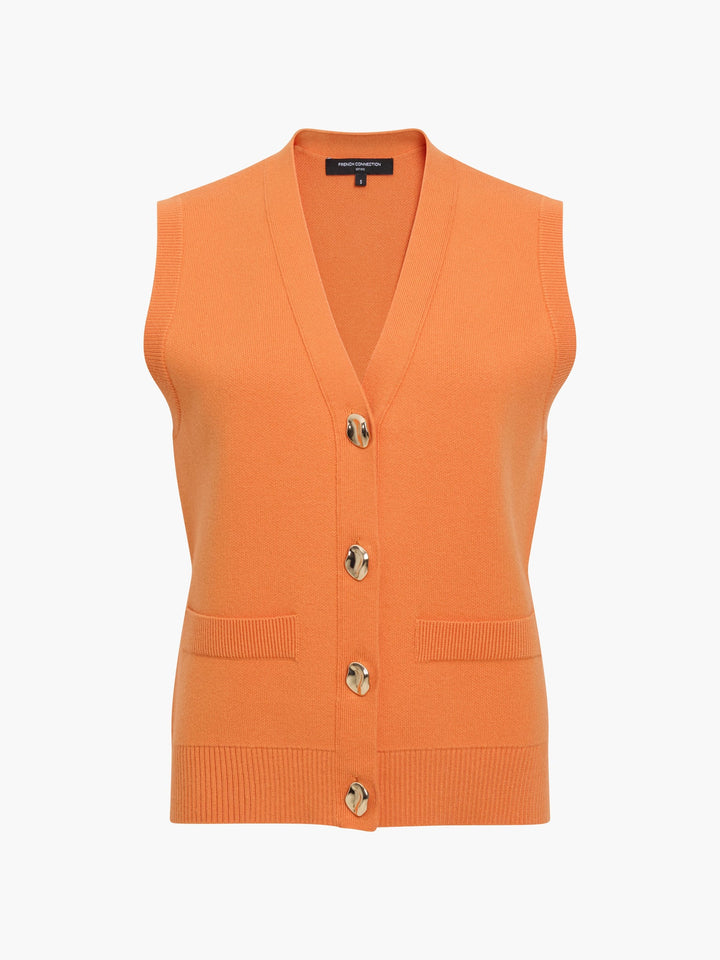 French Connection Missy Knit Orange Waistcoat