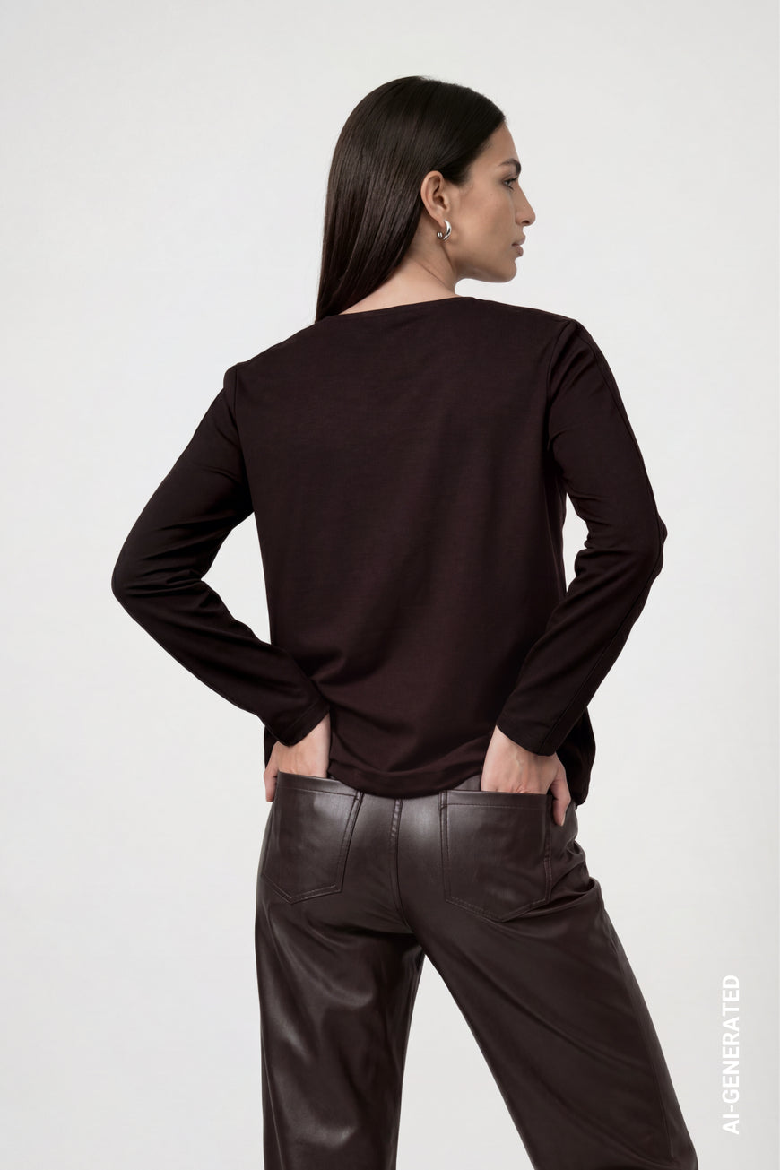 Monari Black Coffee Jewelry Blouse