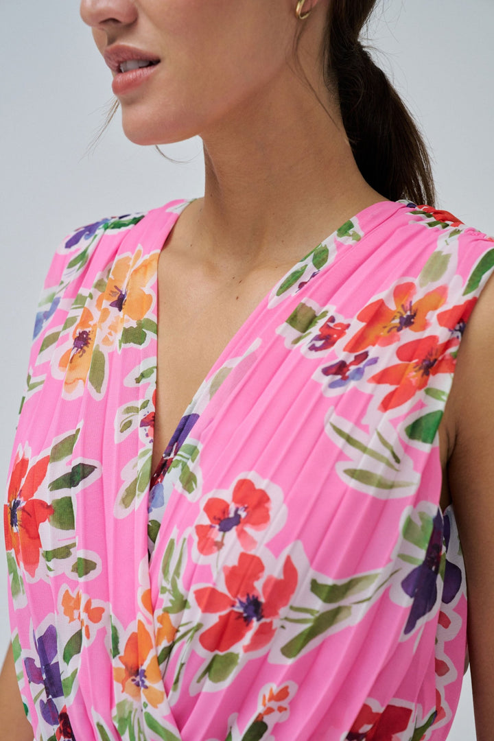 Salsa Floral Pattern Pink Pleated Dress