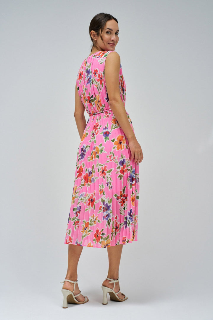 Salsa Floral Pattern Pink Pleated Dress