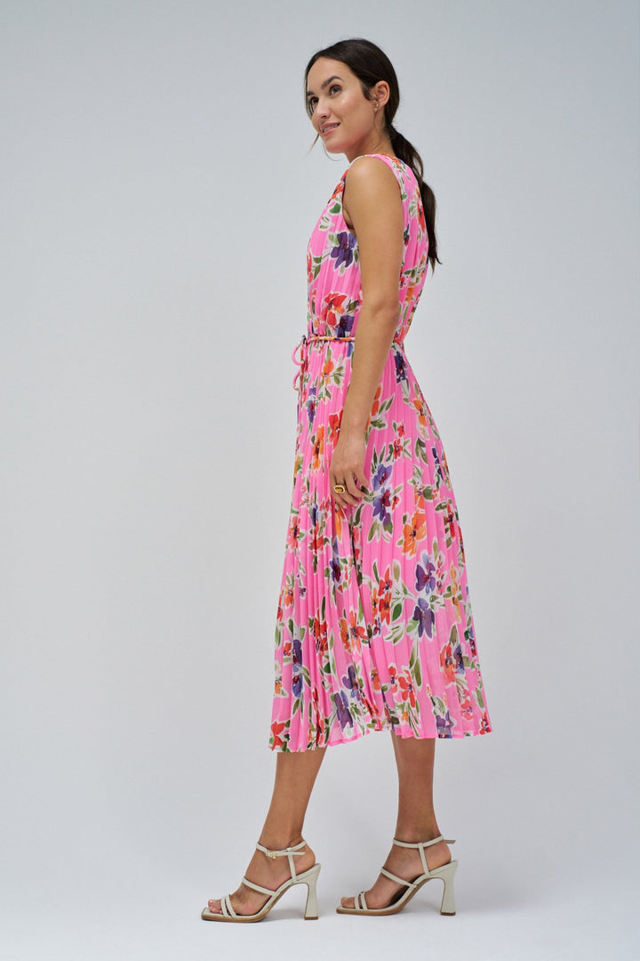 Salsa Floral Pattern Pink Pleated Dress