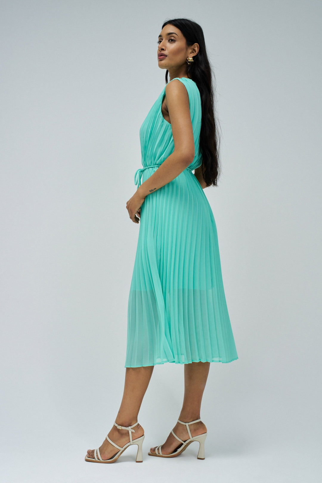 Salsa Turquoise  Pleated Dress