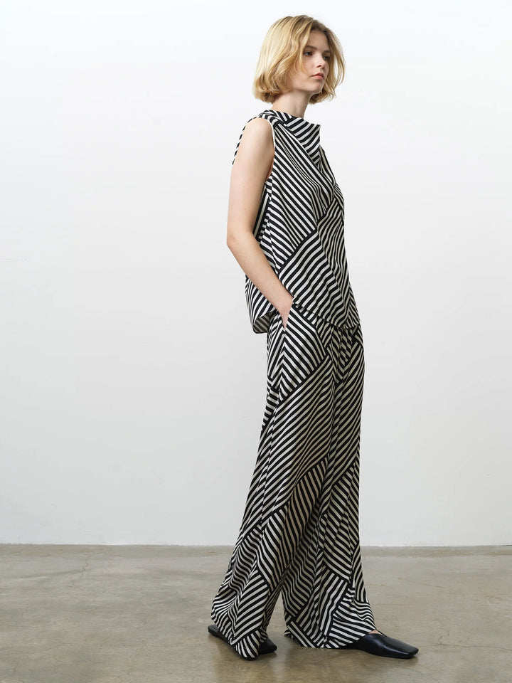 French Connection Striped Damasco Cowl Neck Tank Top