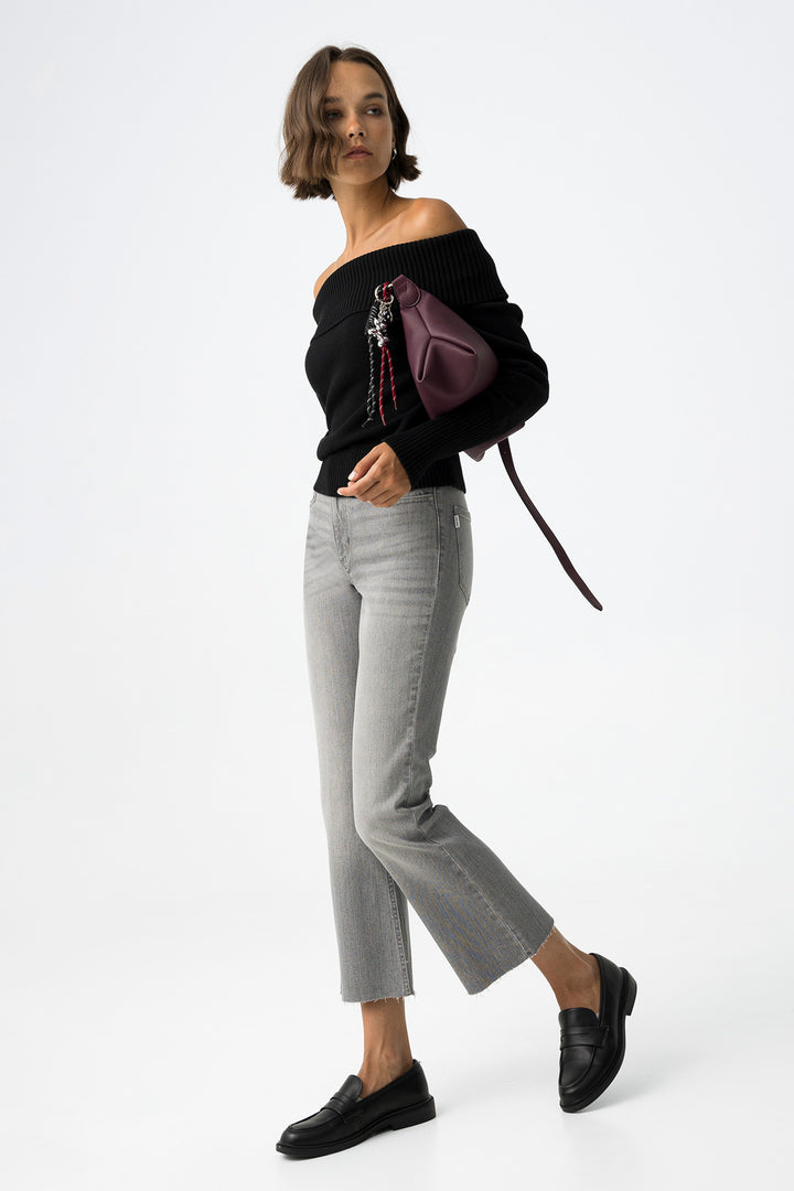Tiffosi Megan Grey Cropped Flare Leg Jean