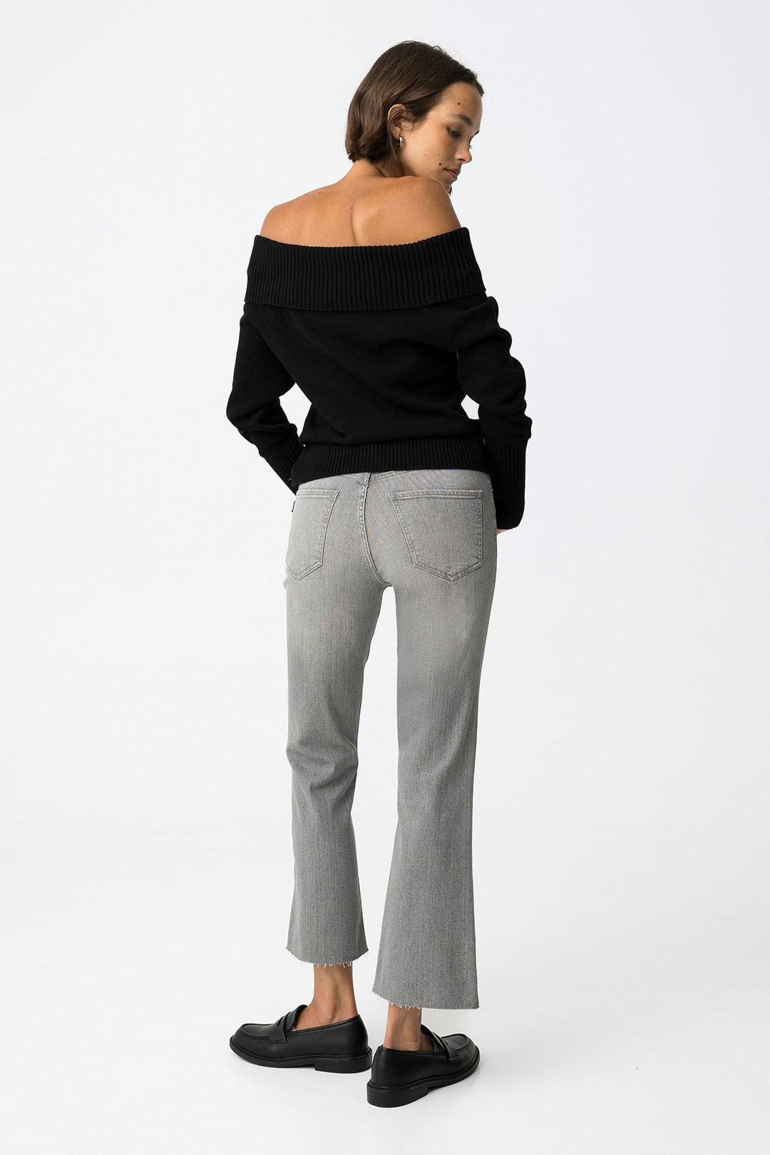 Tiffosi Megan Grey Cropped Flare Leg Jean