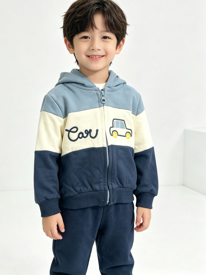 Street Monkey Boys Colour Block Car Hoodie And Jogger 2 Piece Set