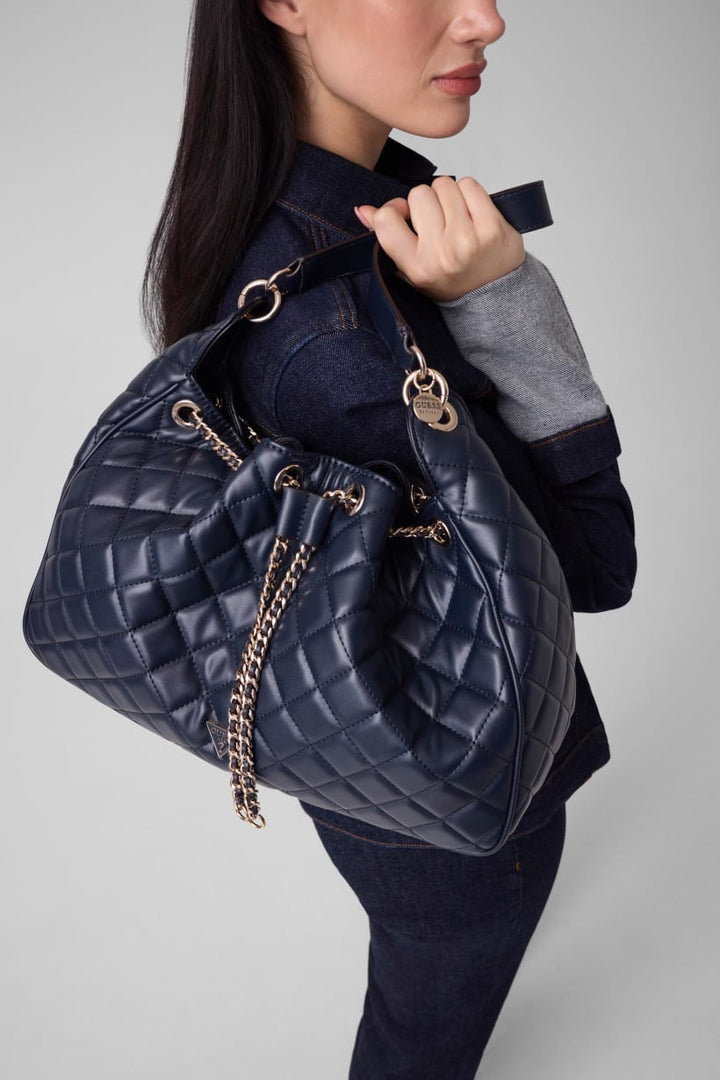 Guess Juliet Midnight Quilted Hobo Bag