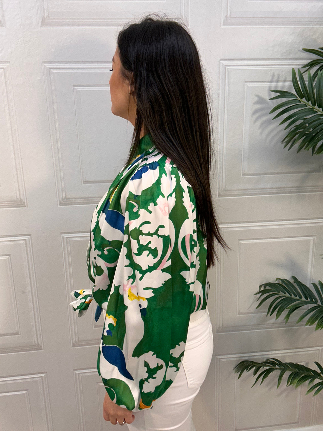 Traffic People Tremors Green Cockatoo Blouse