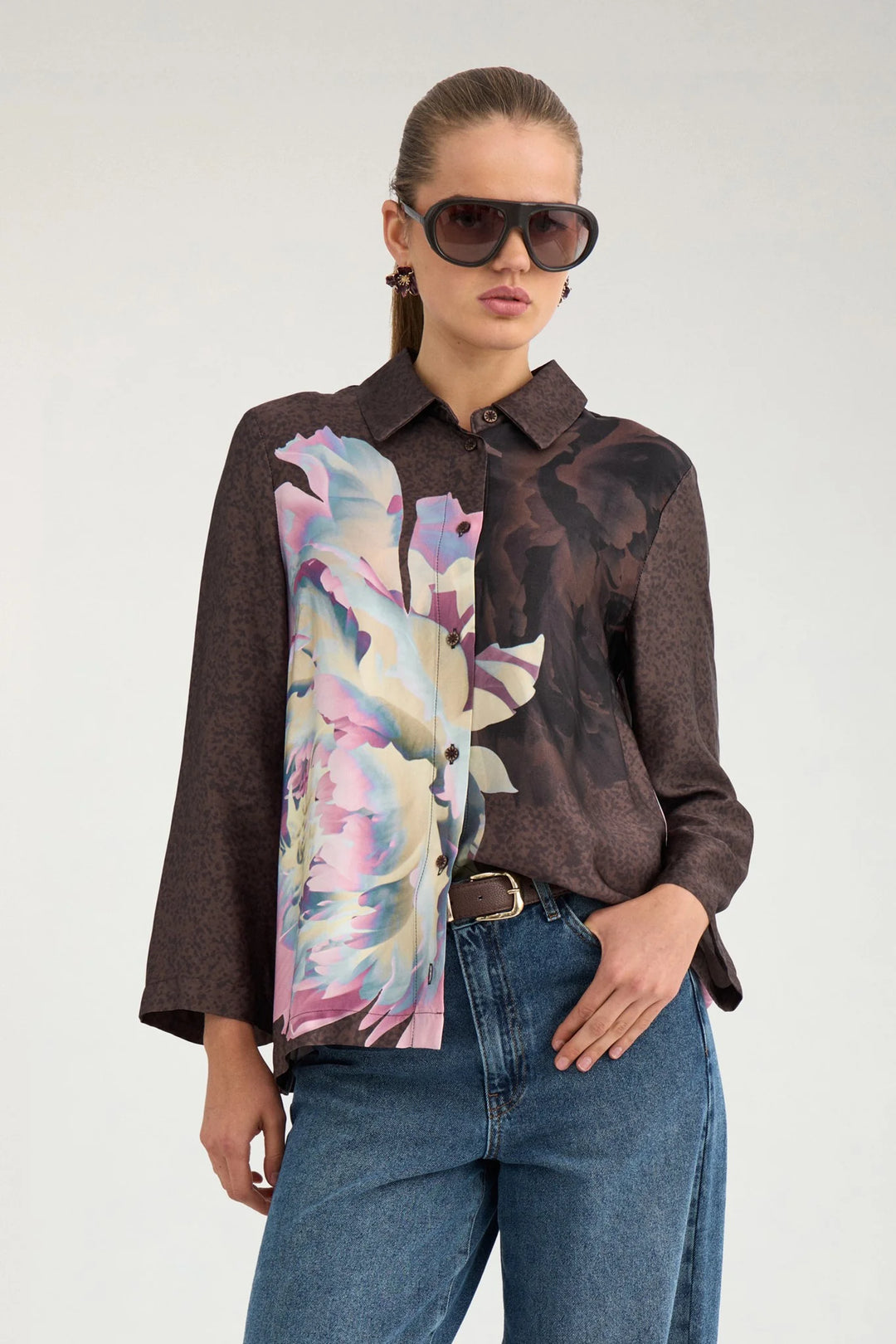 Numph Nucrisa Boxy Shirt | Black Coffee