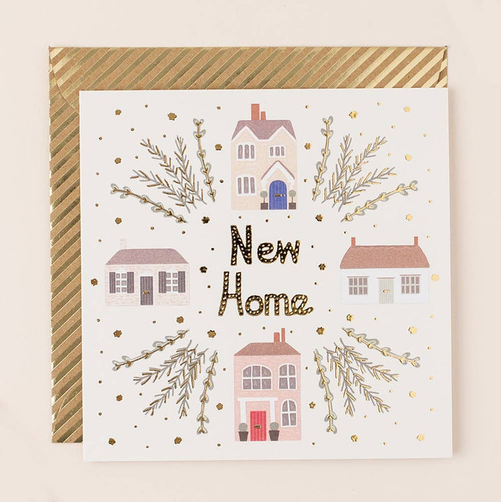 Gold Foiled Sqaure New Home Greetings Card
