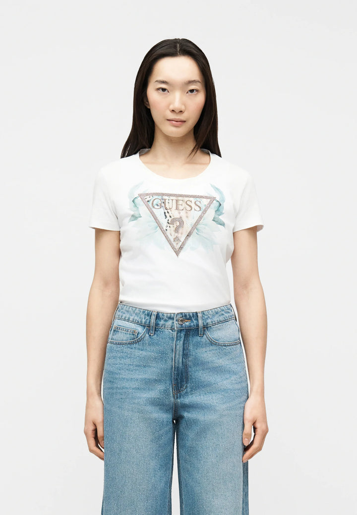 Guess Mint Floral Stud T-Shirt