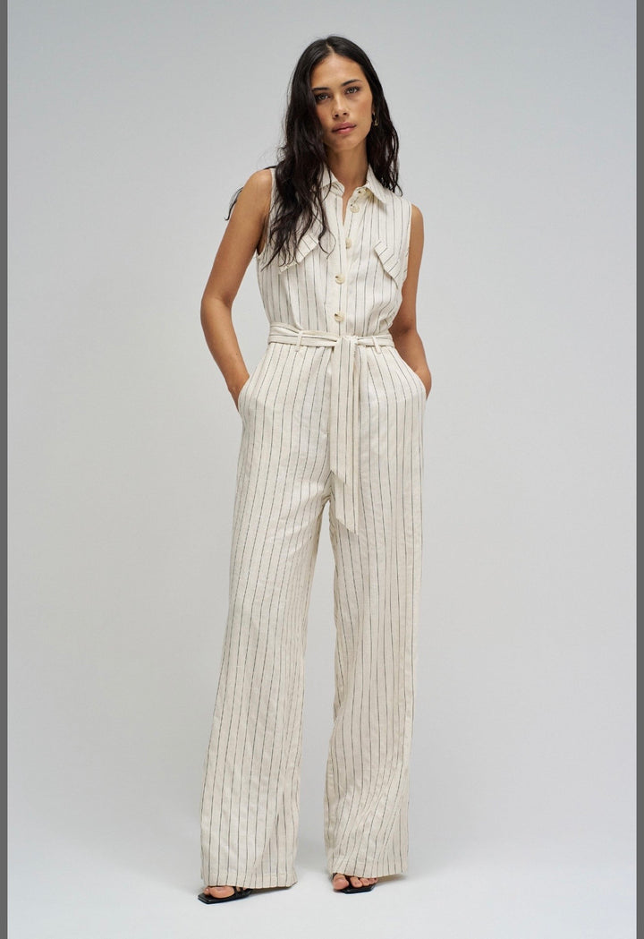 Salsa Sleeveless Striped Jumpsuit | Light Pearl