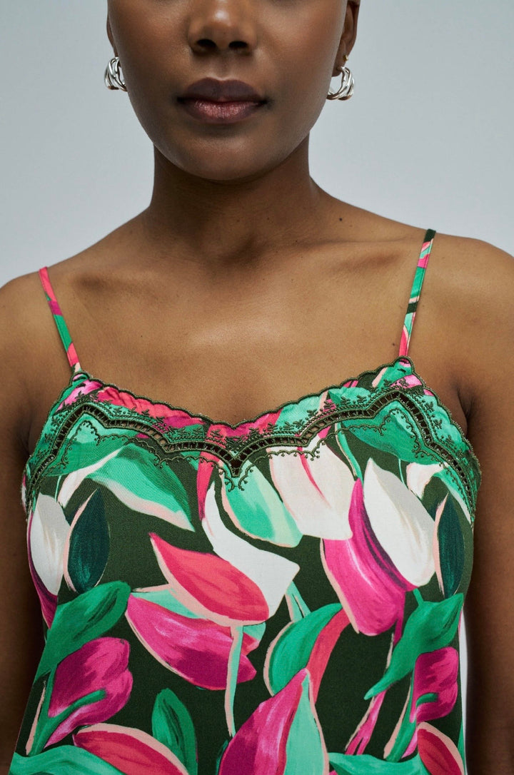 Salsa Vibrant Leaf Print Cami