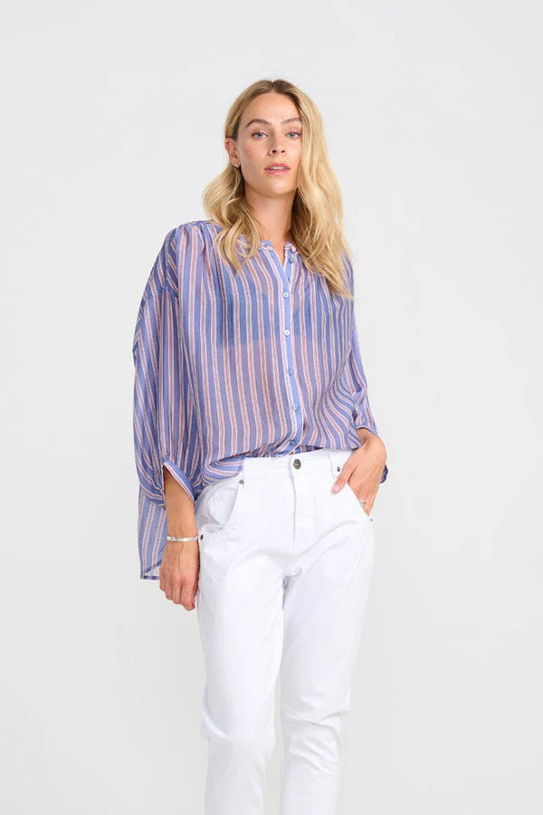 Costa Mani Daisy Shirt | Blue Stripe