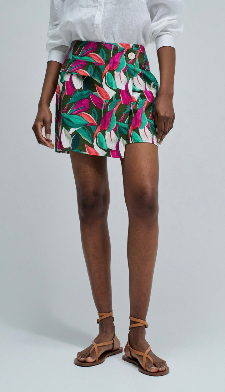 Salsa Vibrant Leaf Print Skort