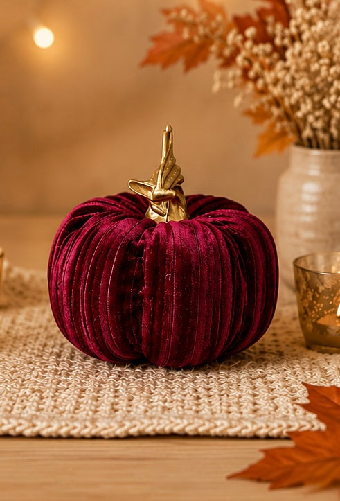 Mini Velvet Pumpkin Decoration