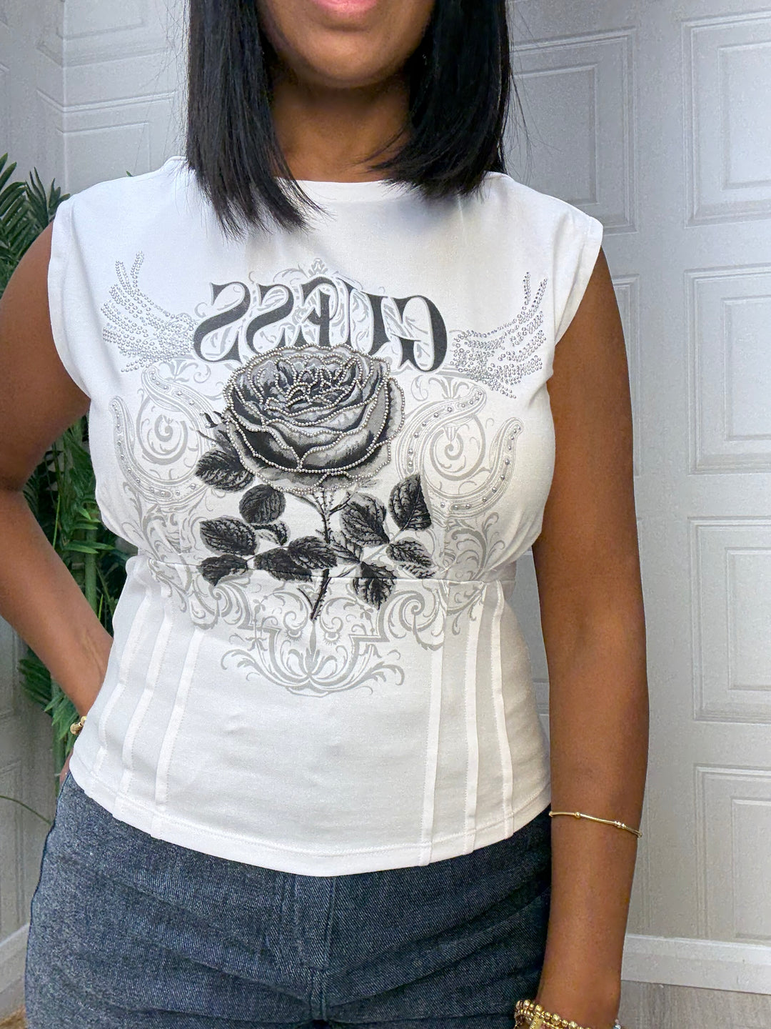 Guess Rocker Rose Vest White