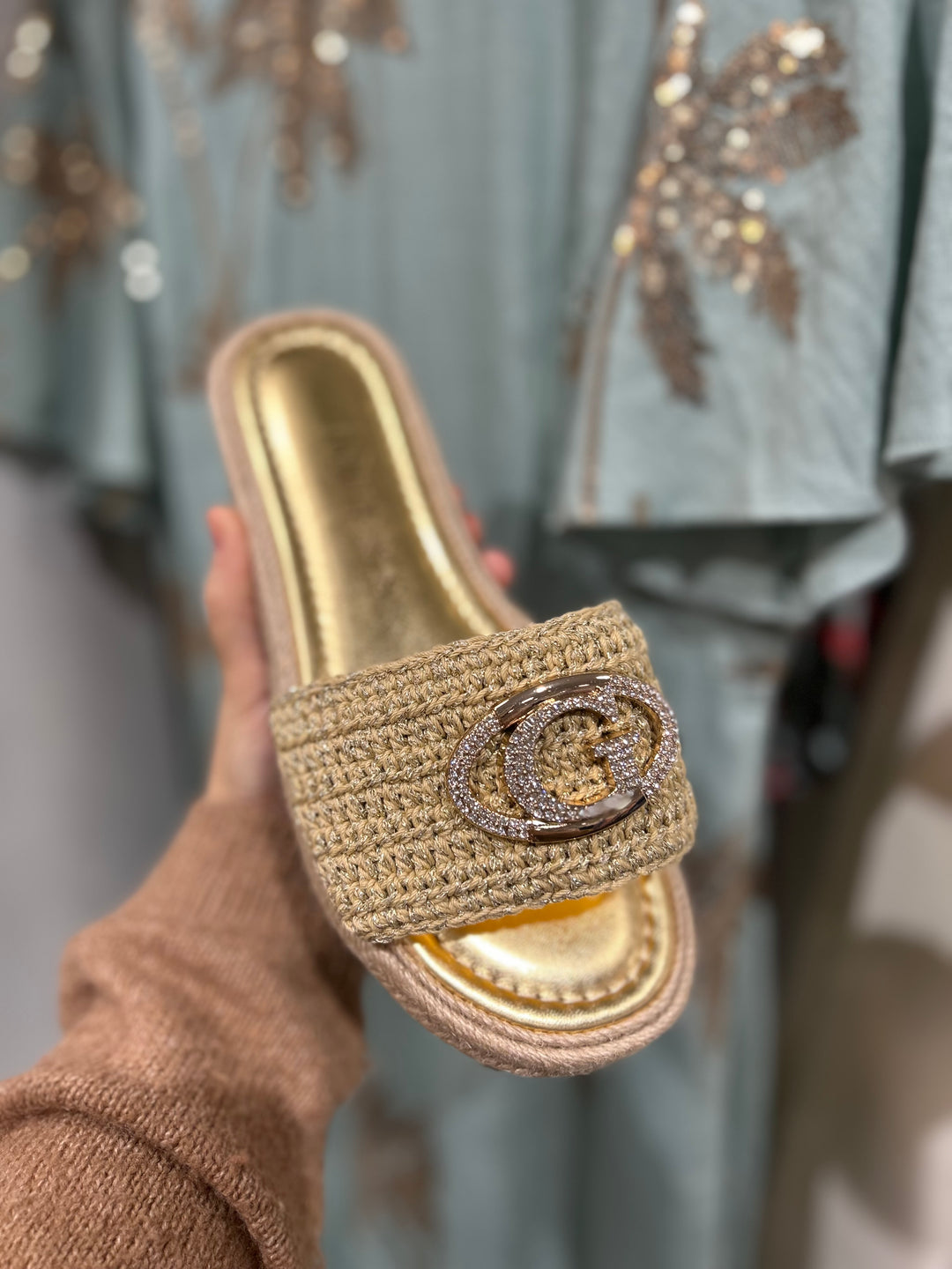 Guess Gold G Slider  Sandal