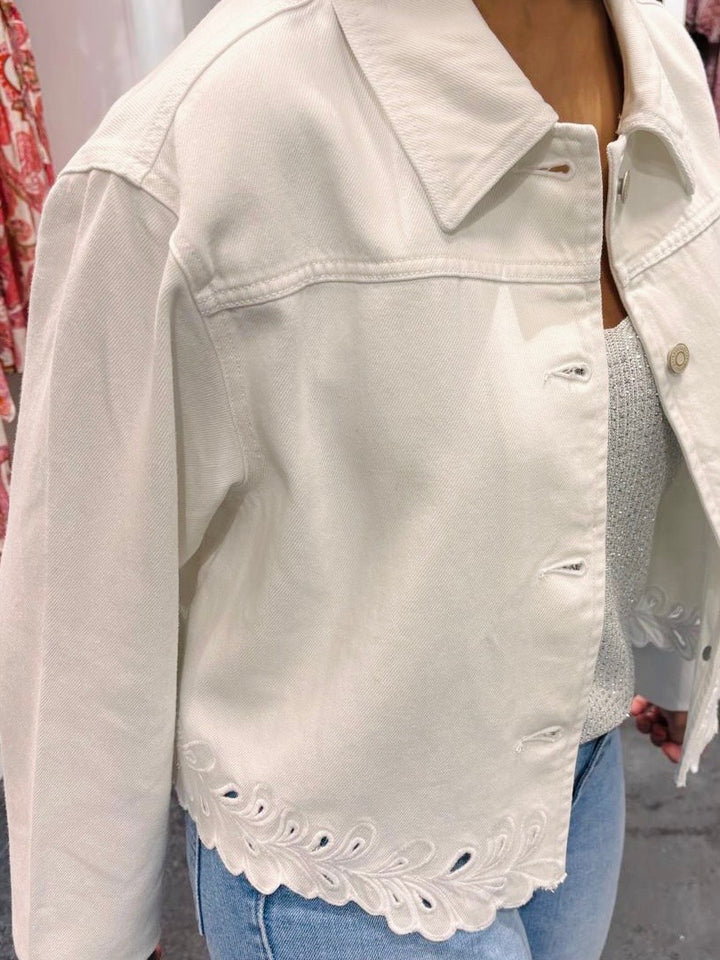 Salsa White Denim Jacket With Hem Detailing