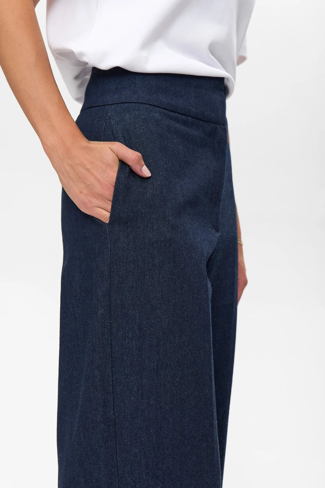 Numph Nubussy Long Pants | Dark Blue Denim