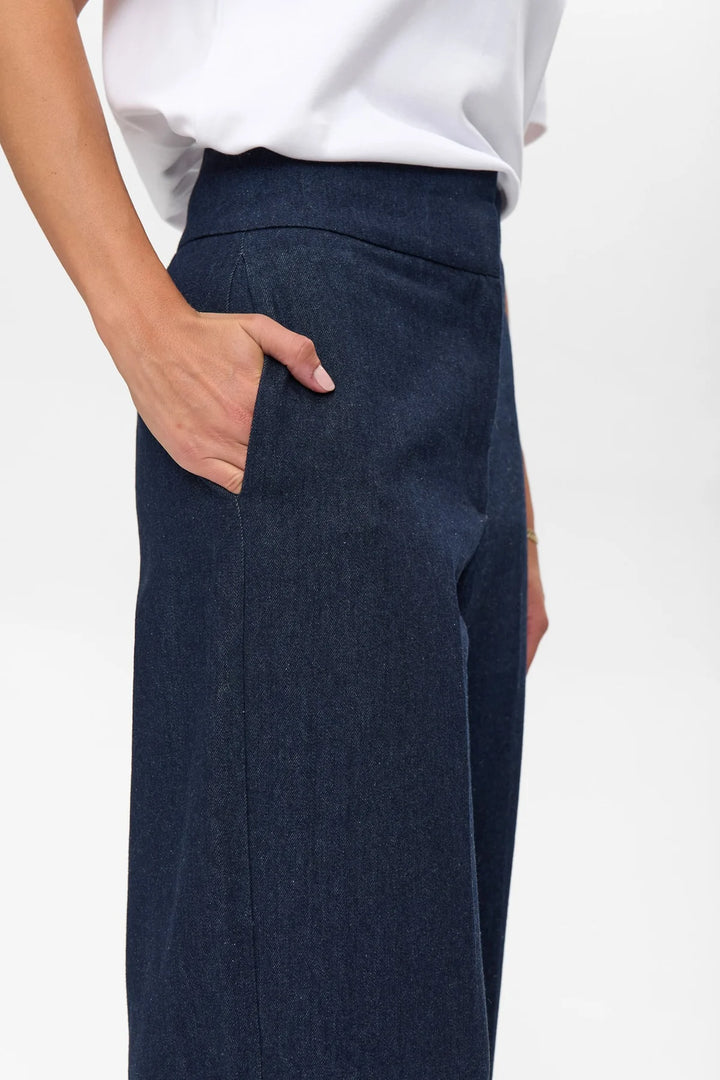 Numph Nubussy Long Pants | Dark Blue Denim