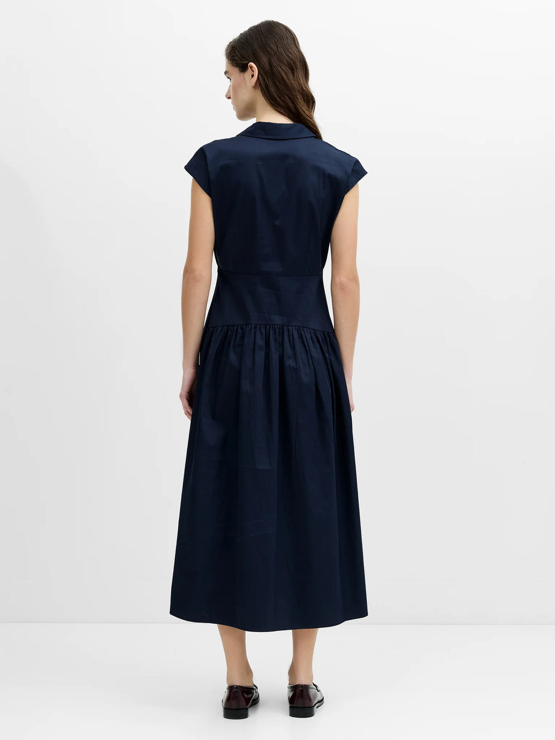 French Connection Alexis Poplin New Navy Midi Dress