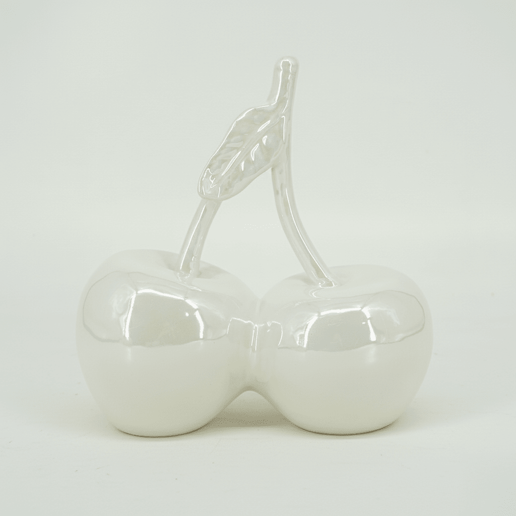 Large Cream Pearlescent Decorative Cherry Ornament