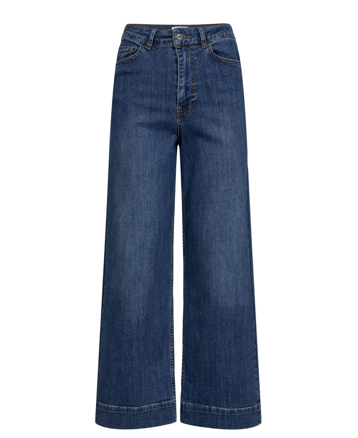 Numph Nuparis HR Wide Jeans | Medium Blue Grain Denim