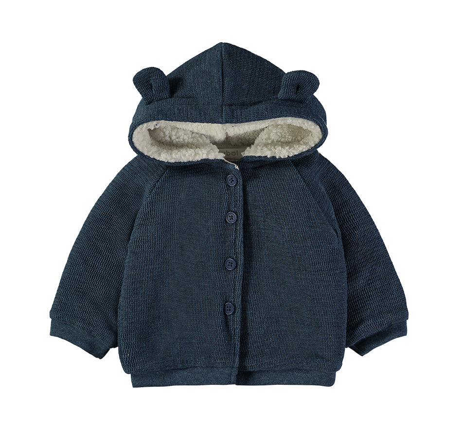 Babybol Hooded Knit Baby Jacket | Ocean Blue