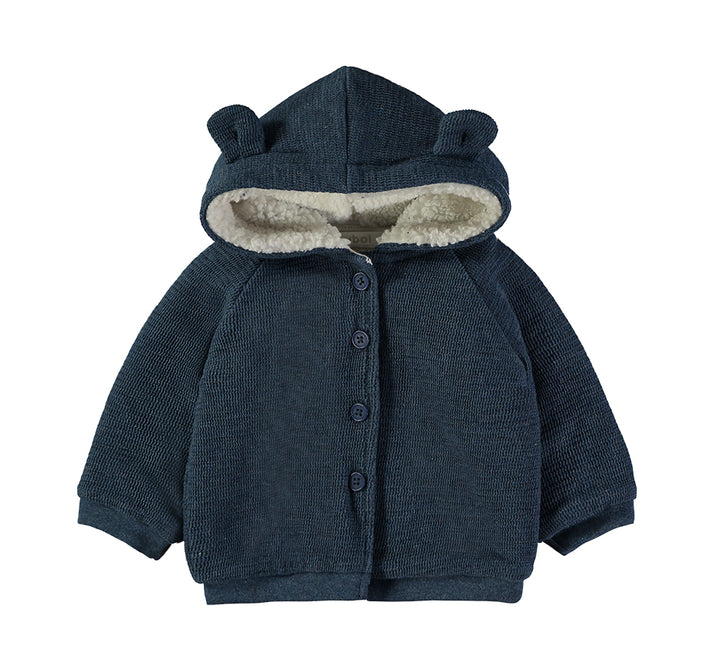 Babybol Hooded Knit Baby Jacket | Ocean Blue