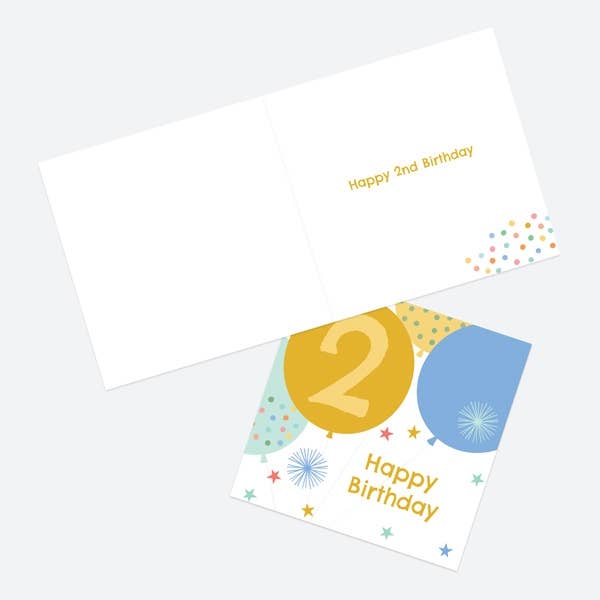 Kids Birthday Card - Boys Balloons Age 2