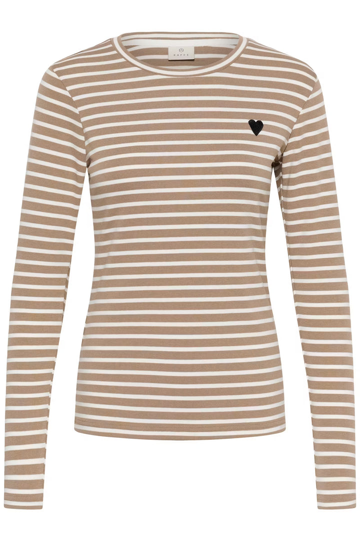 Kaffe Kaliddy Striped T-Shirt | Desert Taupe