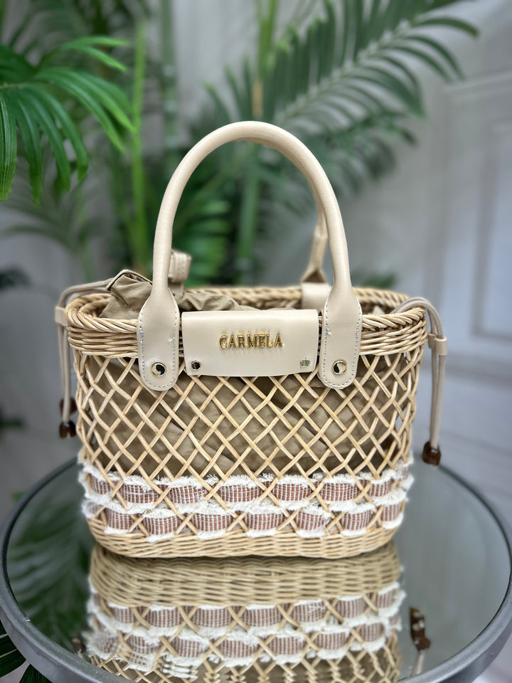 Carmela B. Rafia Beige Handbag | 186211