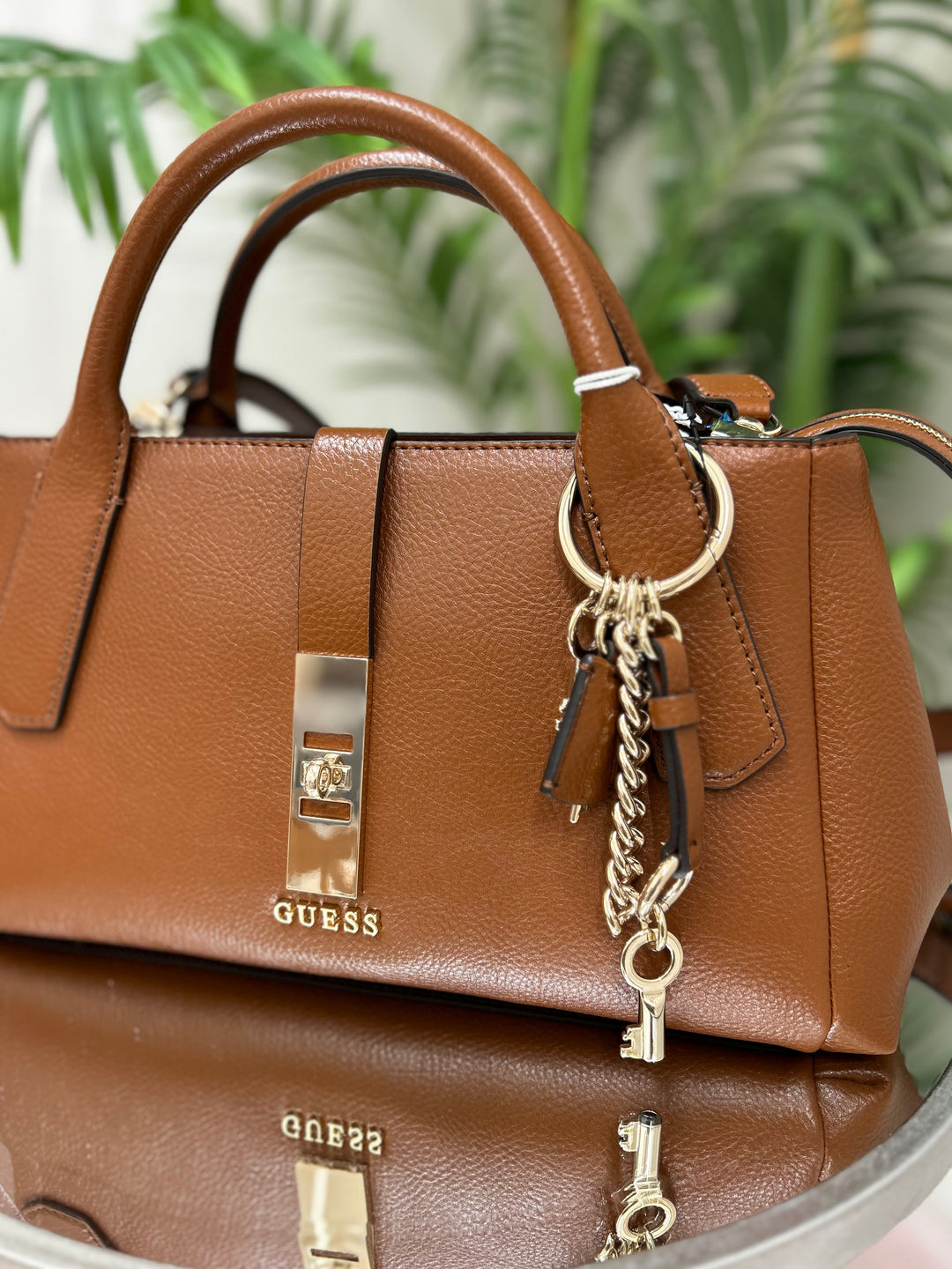 Guess Brooke High Society Satchel Bag Cognac