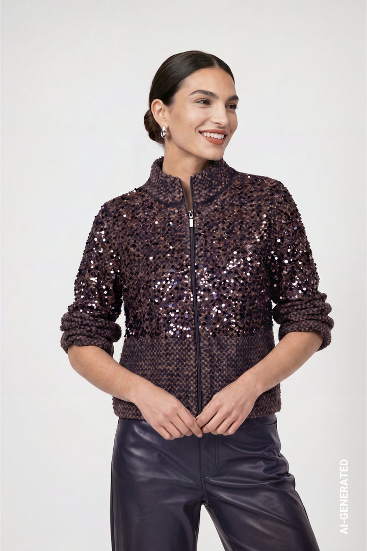 Monari Rhinestone Cardigan | Dark Blue