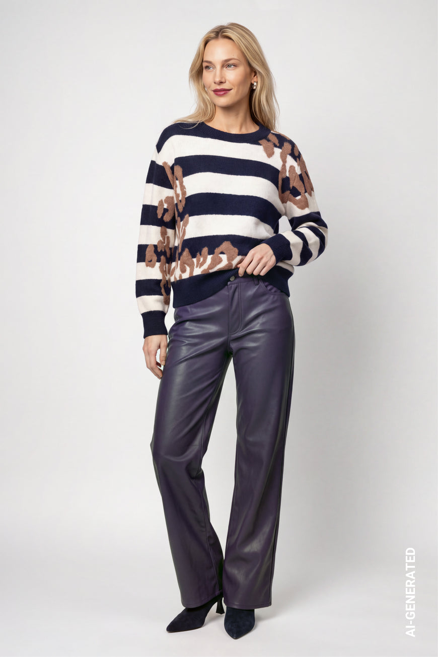 Monari Knitted Mixed Pattern Jumper