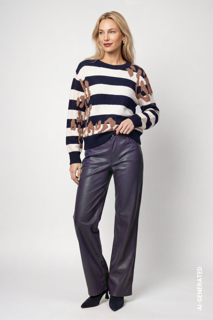 Monari Knitted Mixed Pattern Jumper