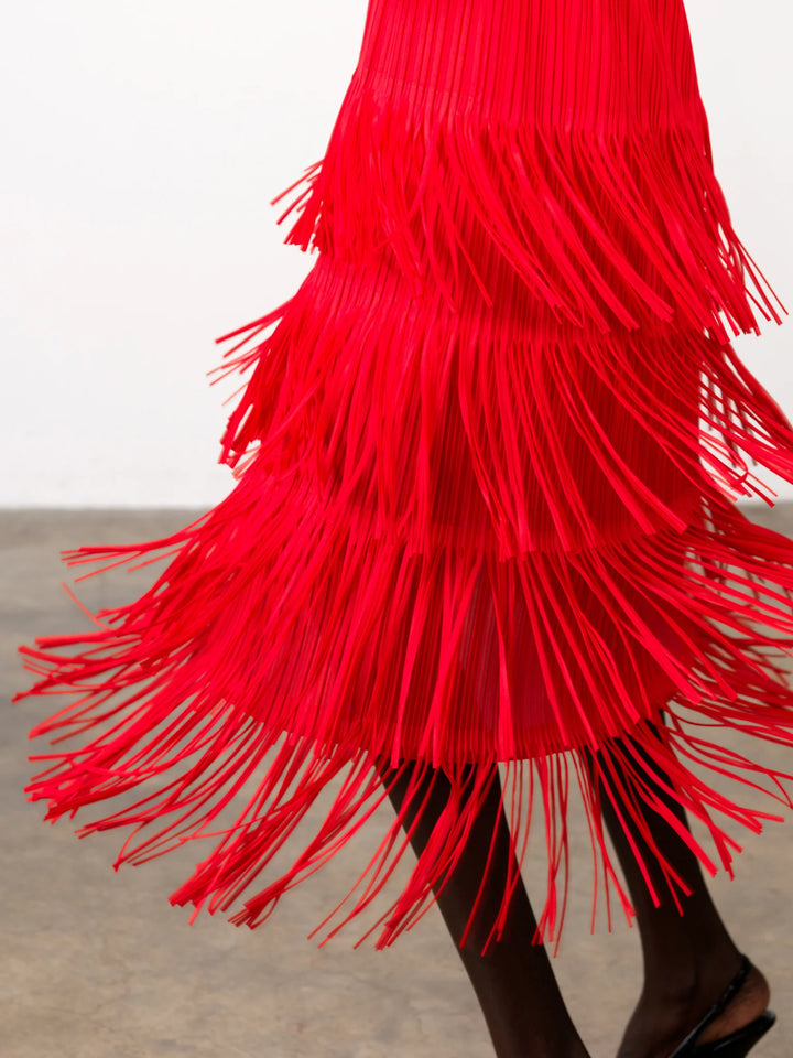 French Connection Hilde Red Fringe Jersey Dress