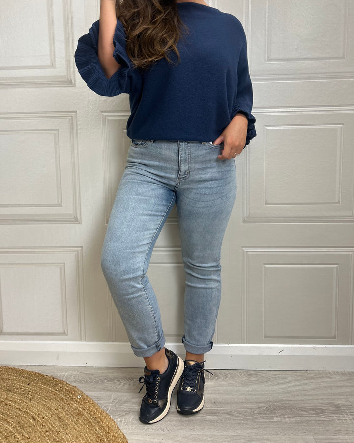 French Connection Stretch Cigarette Ankle Bleach Wash Denim
