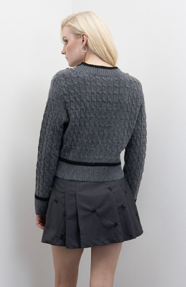 Goa Goa Juliard Charcoal Knit V Neck Sweater