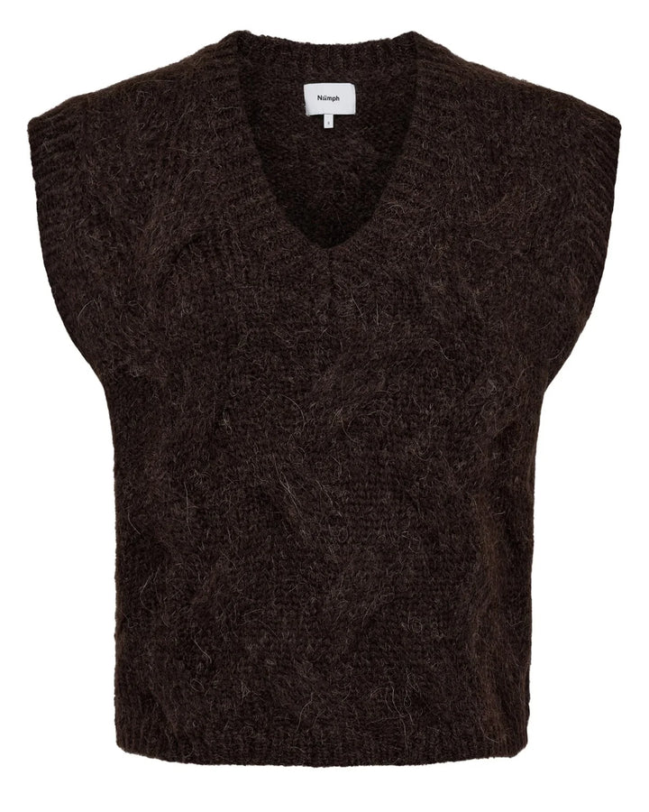 Numph Nualmas Knitted Vest | Black Coffee