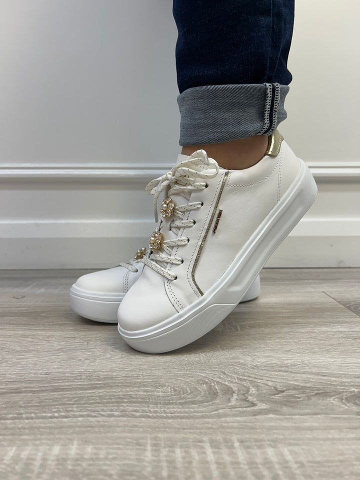 Pegada Napa Soft Branco - Burnished Ouro Sneaker