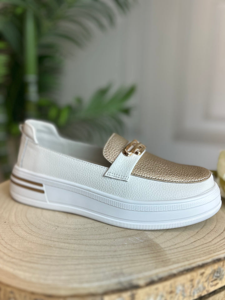 Patrizio Como Catanzaro Bianco Oro Loafer