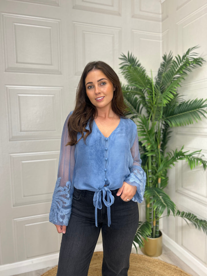 Guess Blue Silk Top