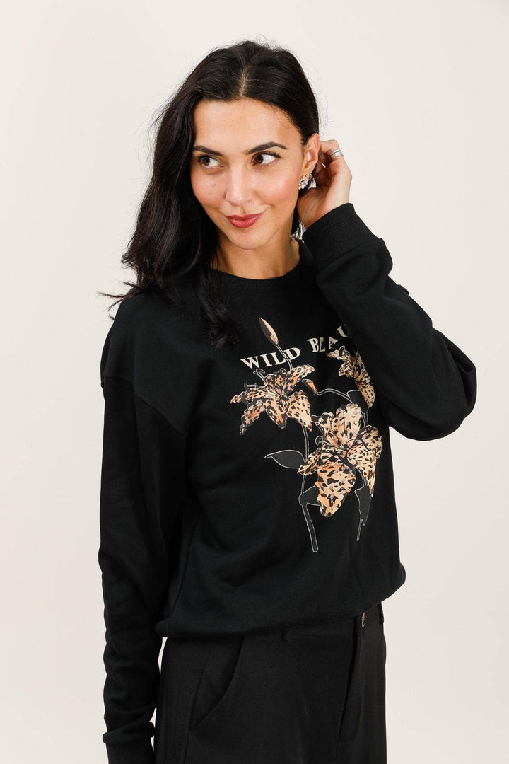 Wild Beauty Crew Neck Sweatshirt Black
