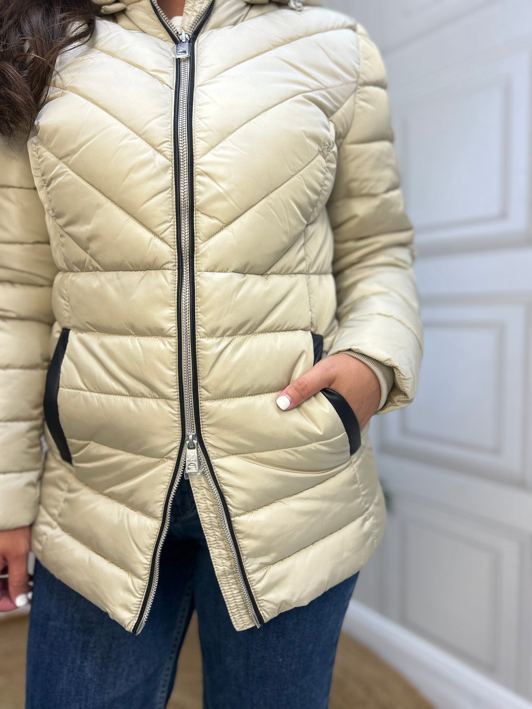 Tiffosi Pennye Beige Puffa Jacket