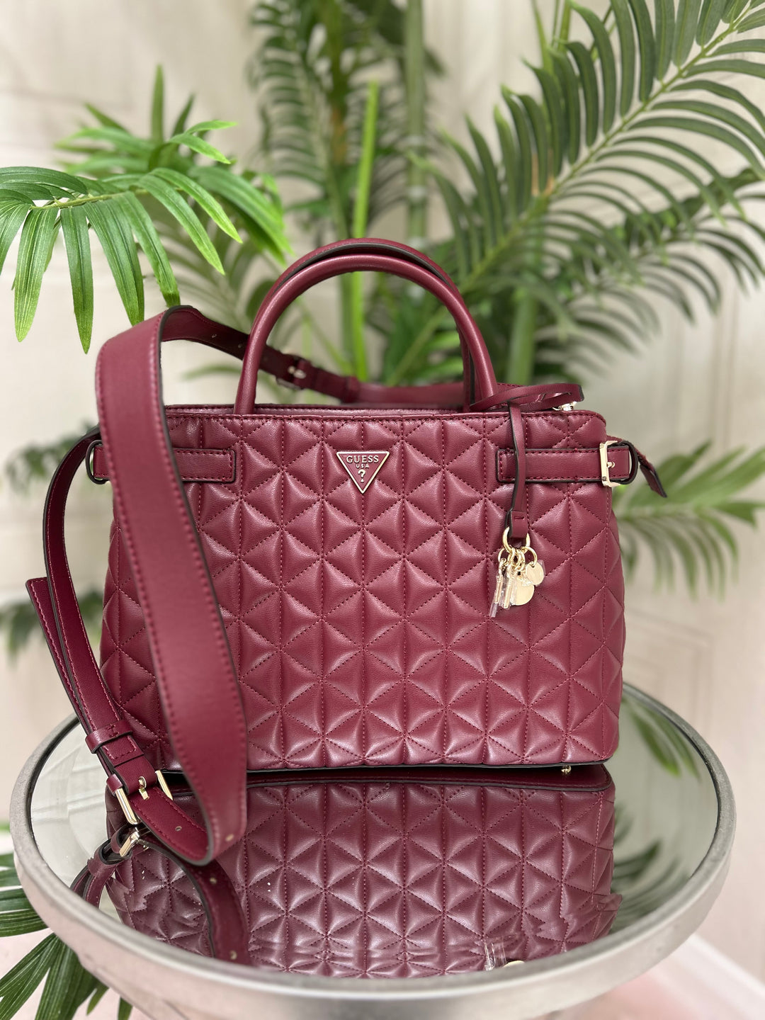 Guess Paisleigh Girlfriend Satchel Bag Burgundy