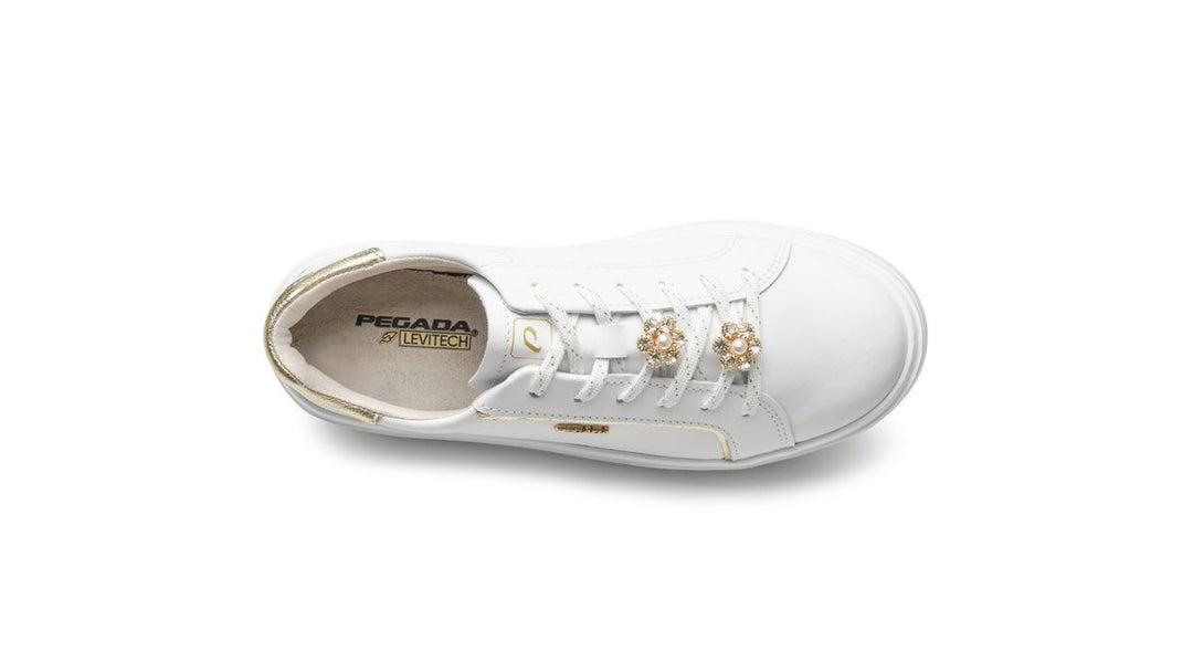 Pegada Napa Soft Branco/ Burnished Ouro Sneaker | 211221-01