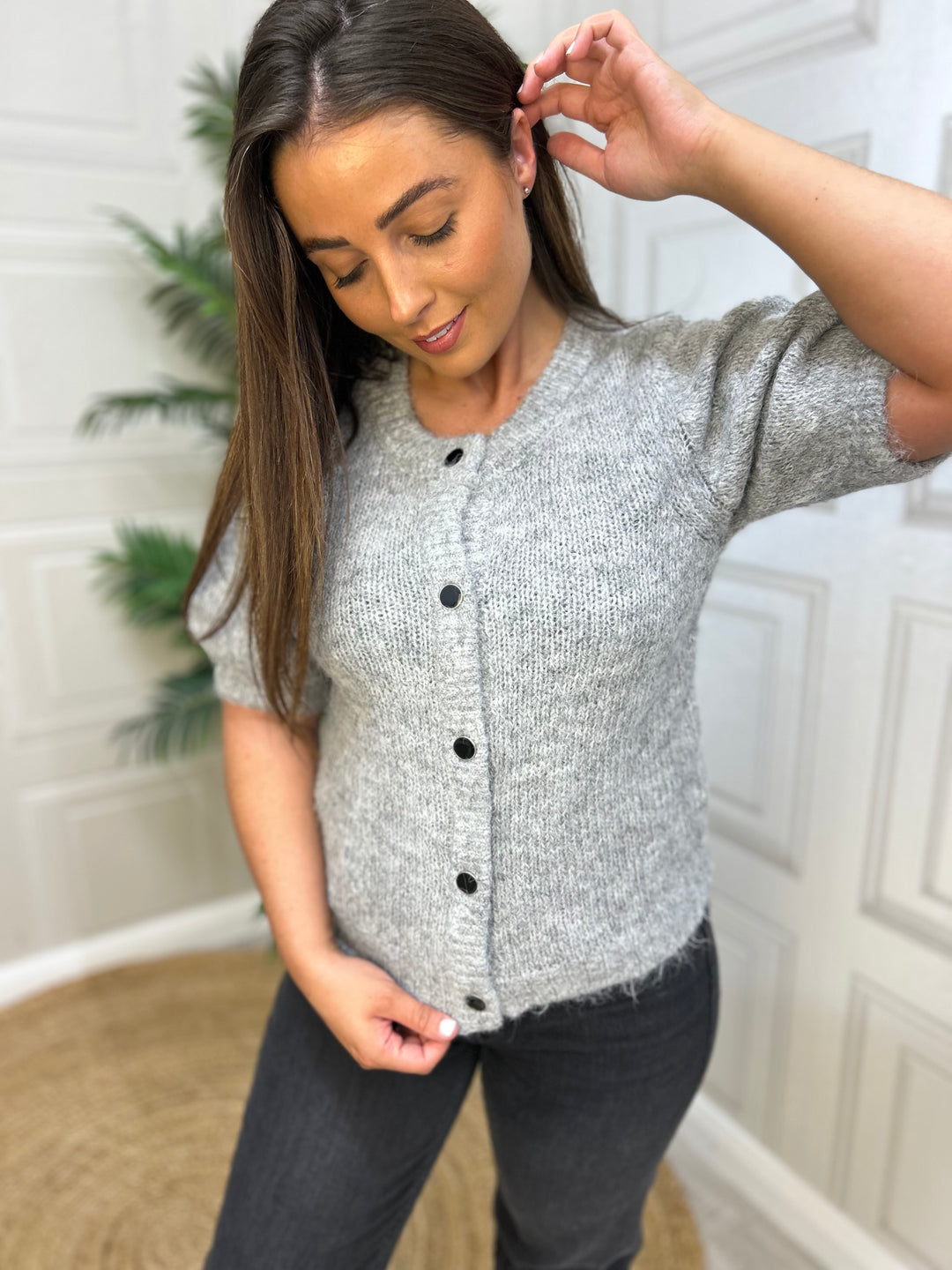 Kaffe Kaemilie Evi Grey Melange Cardigan