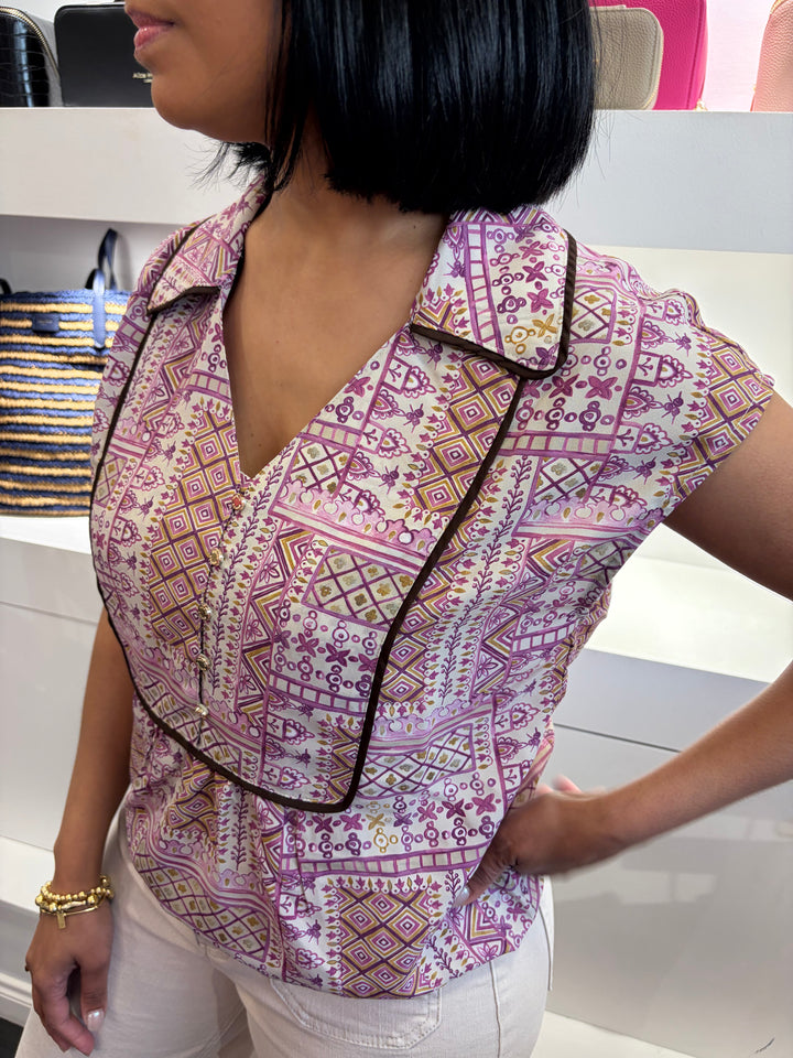 Goa Goa Yelina Pink Patch Print Top